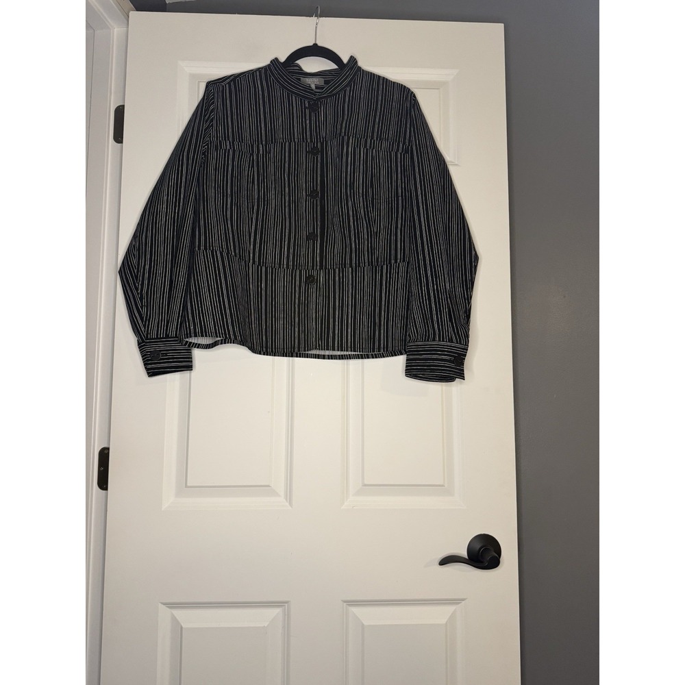 Habitat To Live In Pinstripe Shirt Jacket Black White Xl